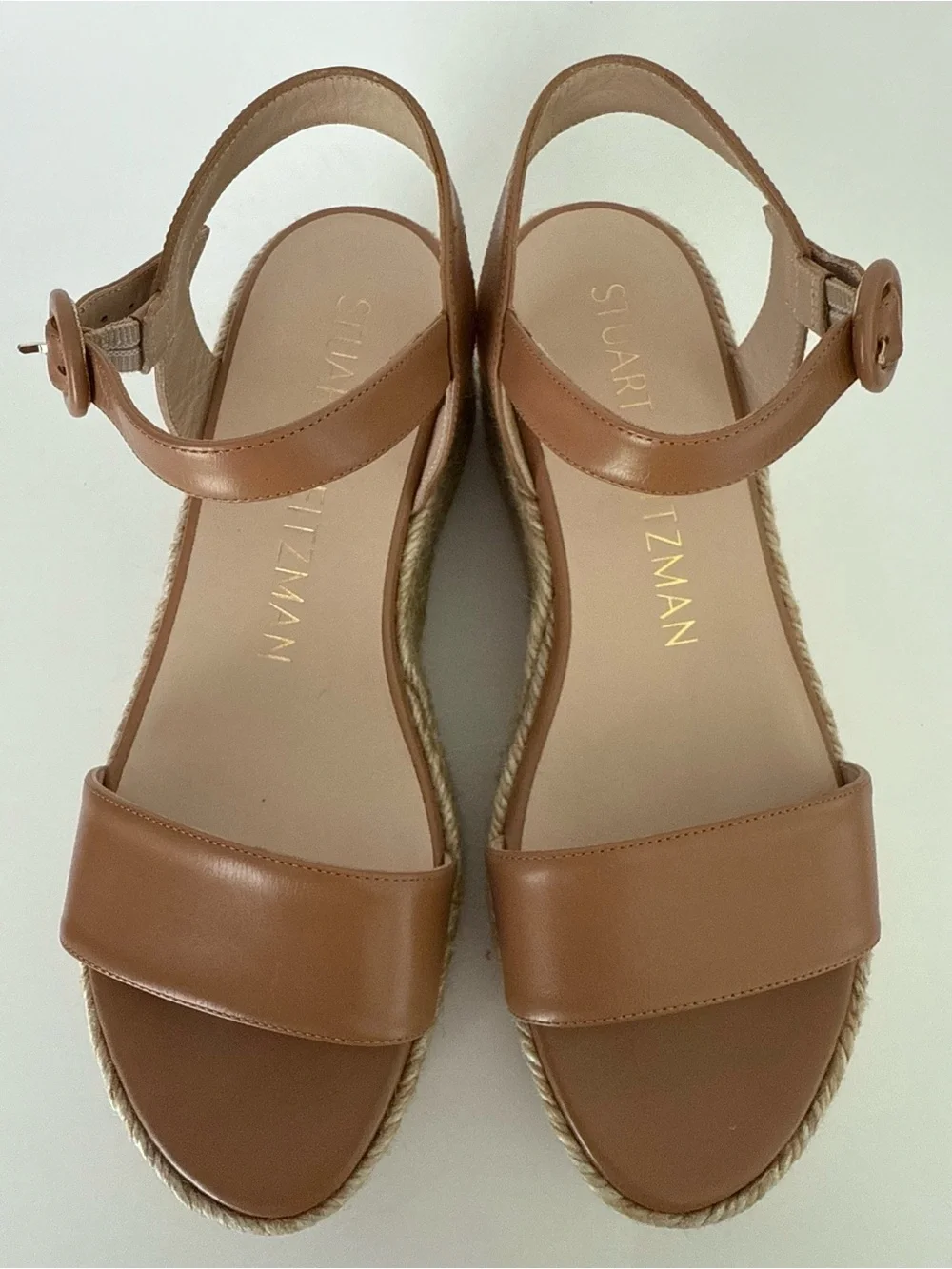 EUC Stuart Weitzman Platform Espadrille Sandals in Tan Leather